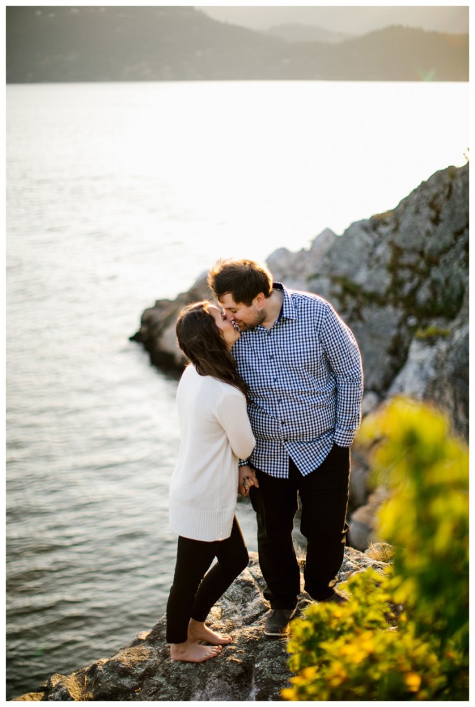 whytecliff park west vancouver engagement photo couple hugging