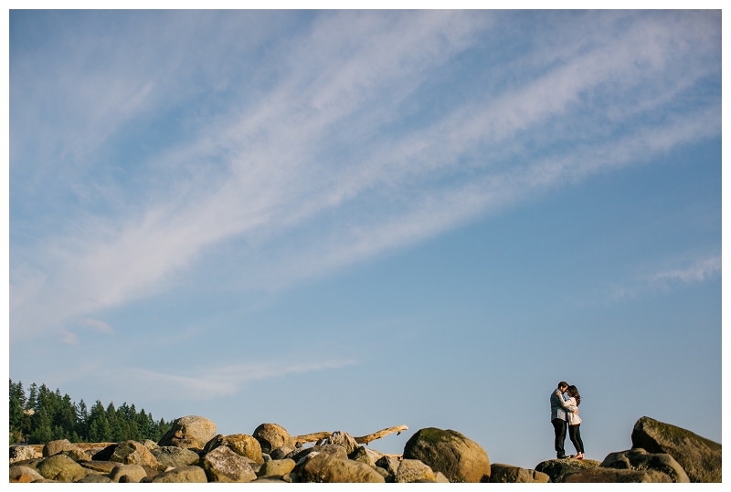 whytecliff park west vancouver engagement photo couple hugging