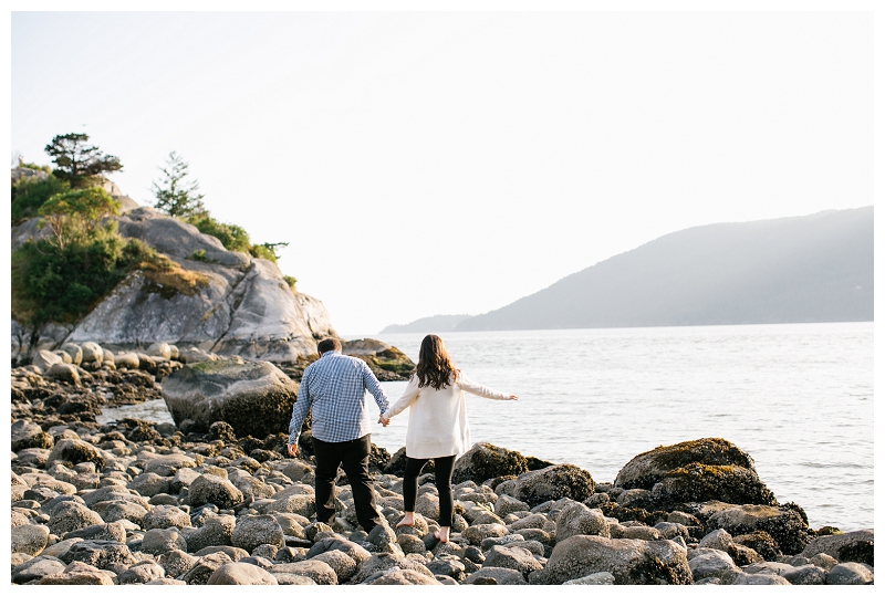 whytecliff park west vancouver engagement photo couple exploring