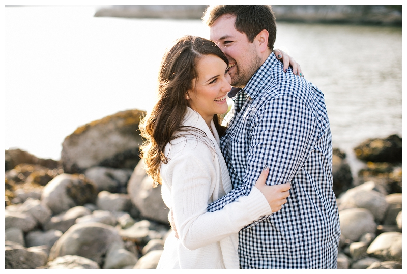 whytecliff park west vancouver engagement photo couple hugging