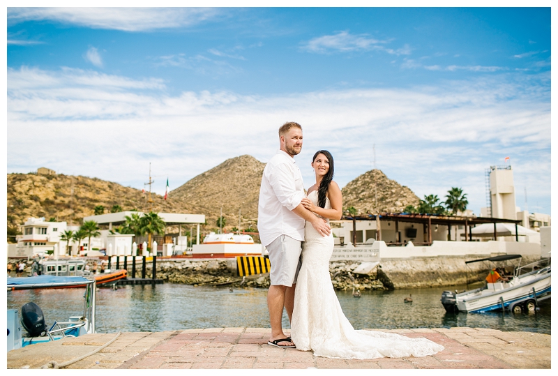 destination wedding couple hugging in mexico